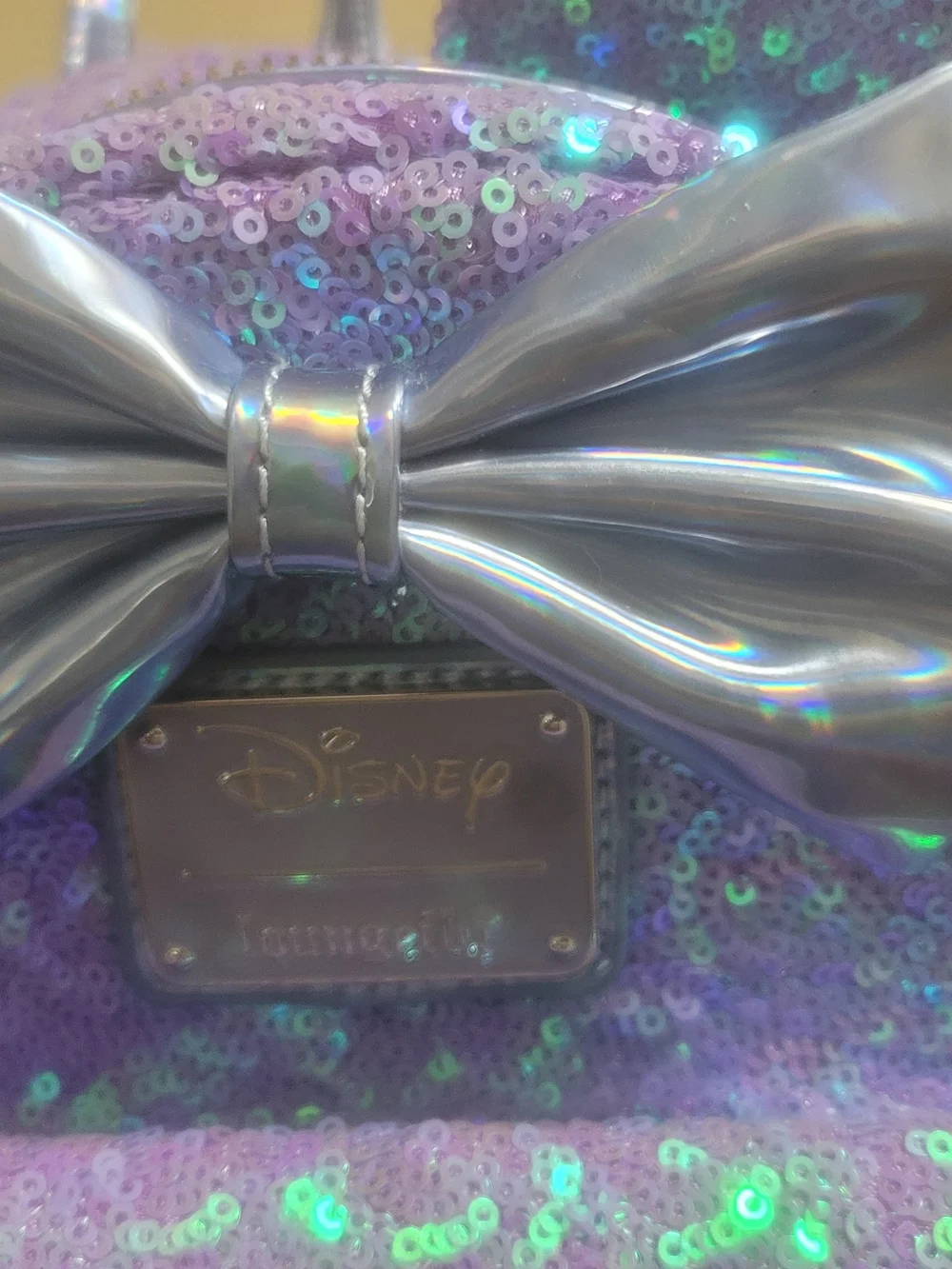 Disney  Purple Sequin Minnie Ear Backpack with Bow